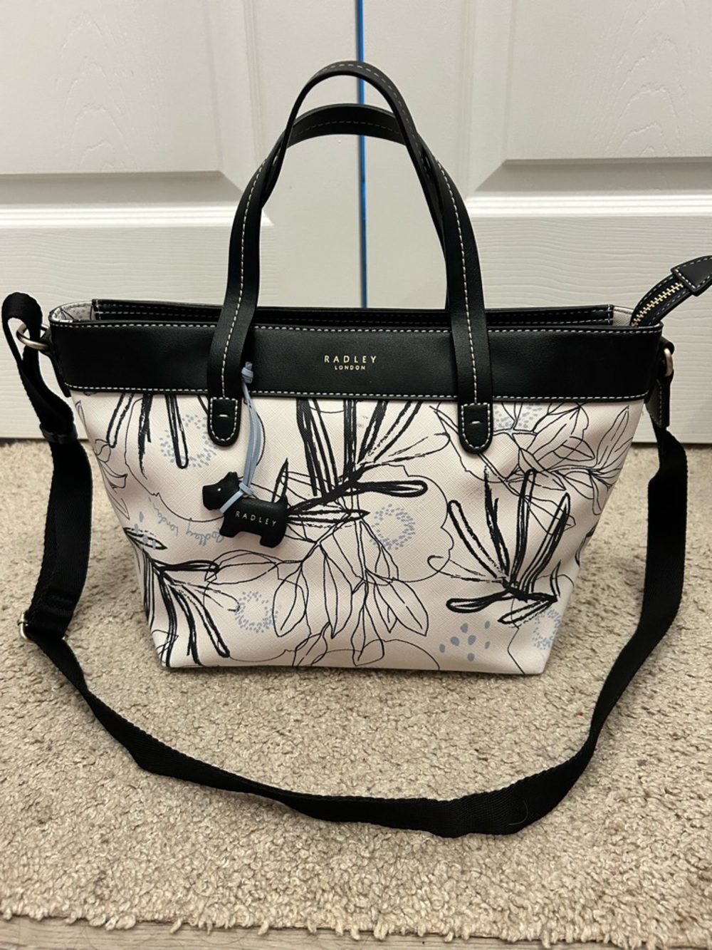 RADLEY LONDON Black & White Floral Crossbody Bag